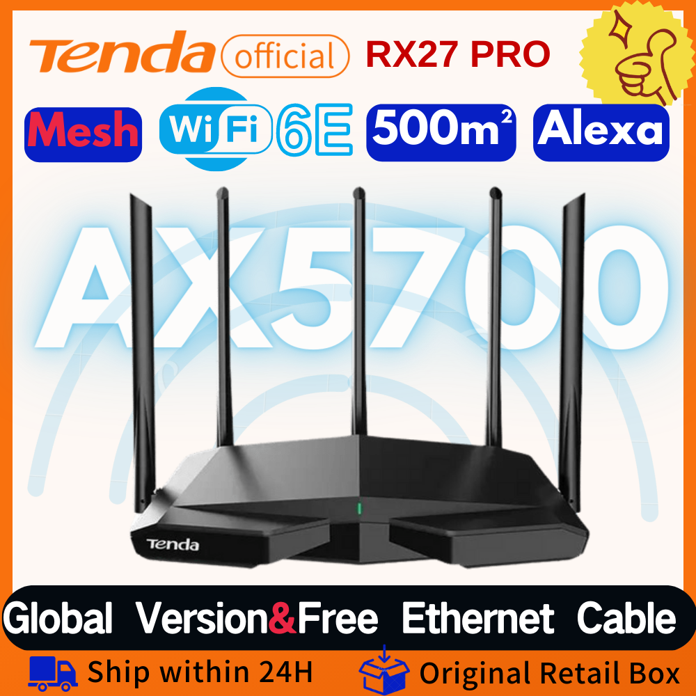 Tenda WiFi6 Router AX5700 2.4G 5G 6Ghz Full Gigabit Wi-Fi 6E router 1.7Ghz CPU MU-MIMO Mesh AX3000 wifi router Amplier