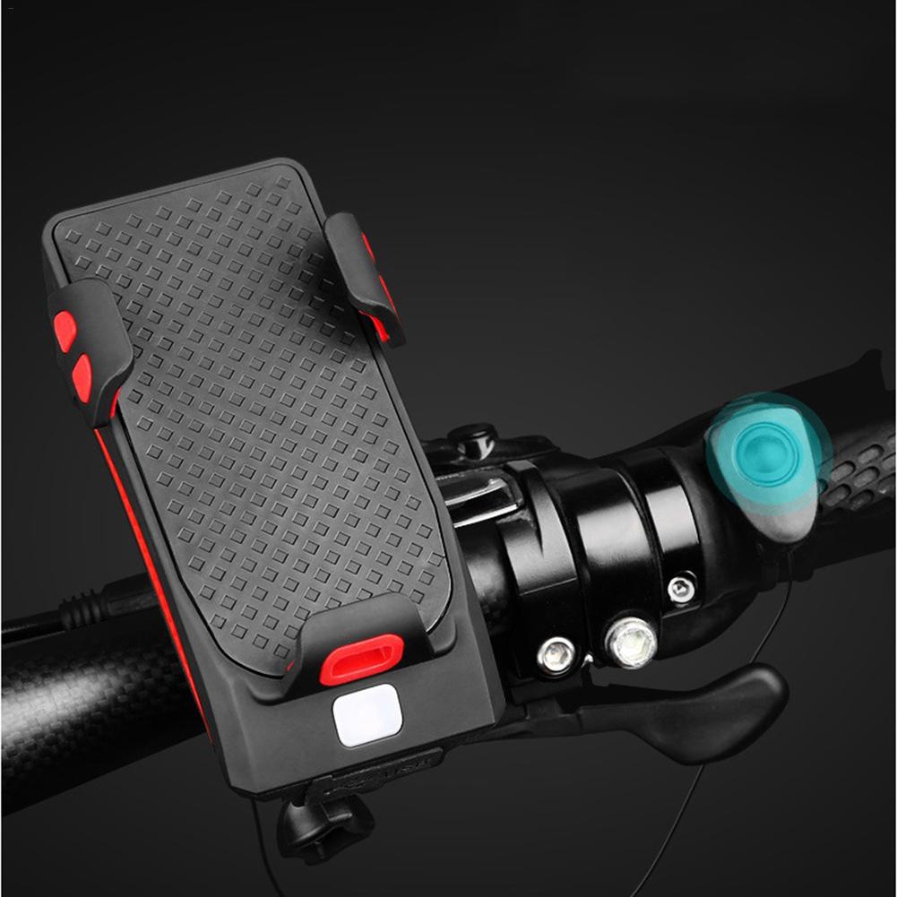 4 in 1 Bicycle USB Rechargeable Led Bicycle Light with Horn and Mobile Holder With PowerBank. 