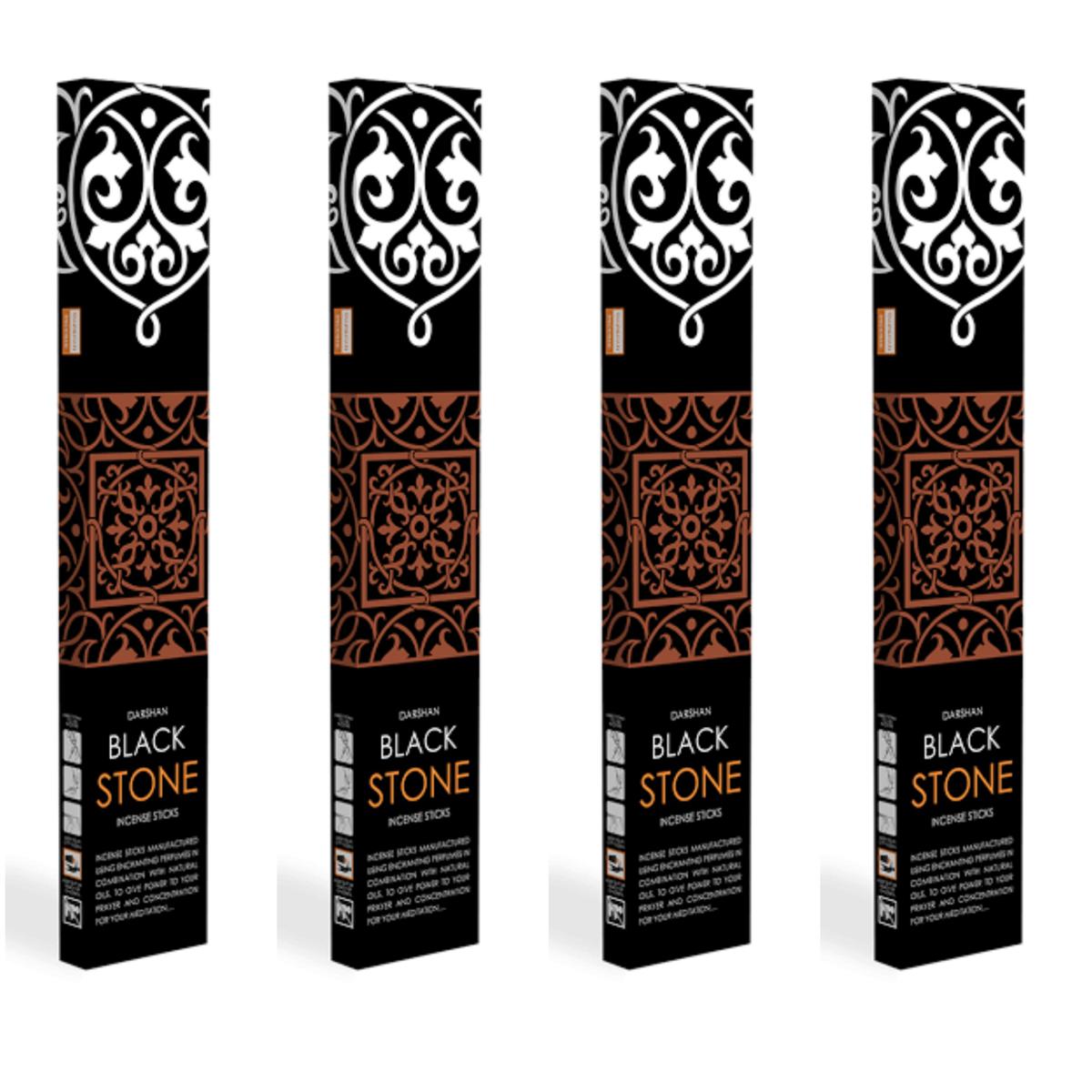 Black Stone Incense Sticks , 4 Packet of 52 Sticks Agarbatti, Darshan India