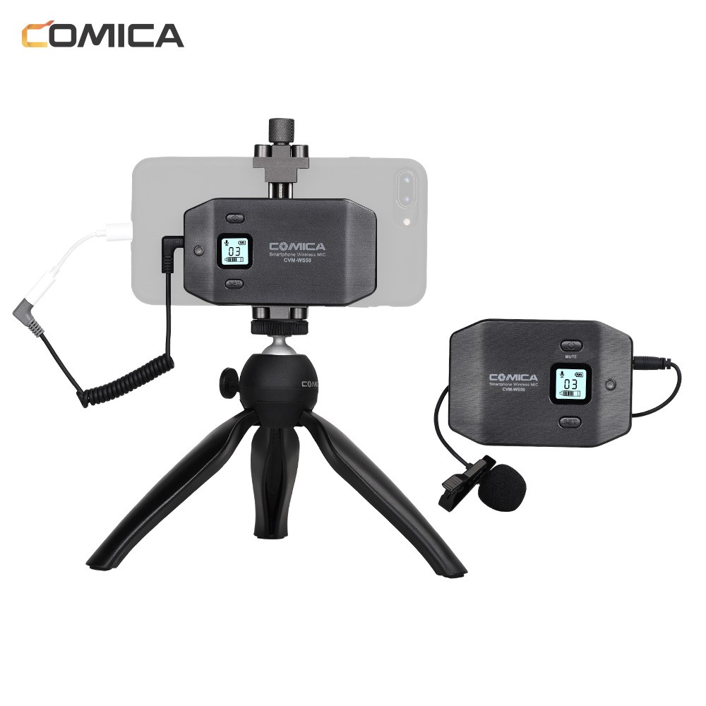 COMICA CVM-WS50(C) 6-Channel UHF Wireless Smartphone Lavalier Microphone System - black. 