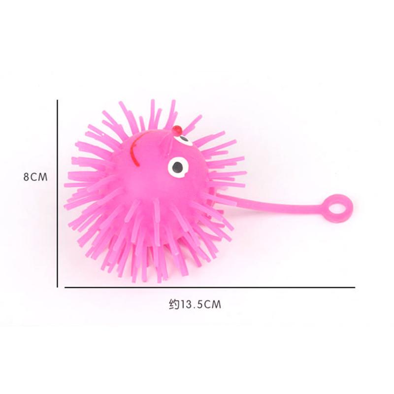 1pc Elastic Glow Hair Ball Vent Ball Croquet Child Soft Rubber Toy Cartoon LED Light Up Glowing Hair Flash Ball Baby Elastic Gif. 