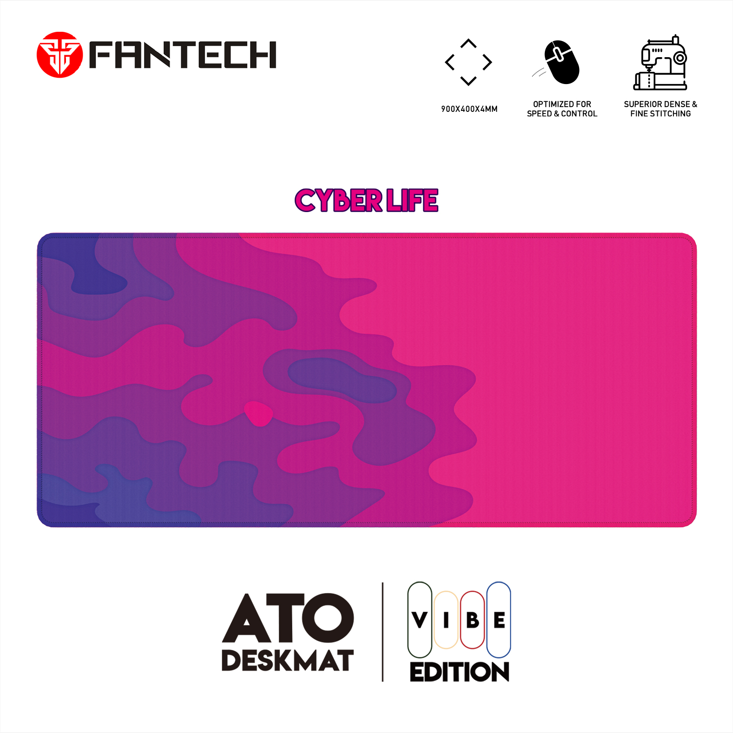 FANTECH ATO MP905 VIBE EDITION DESK MAT Durable Edge Stitching Water Proof Silky Smooth Surface Anti-slip base Size 900x400x4mm Various Design Mousepad For Gaming Gamers. 