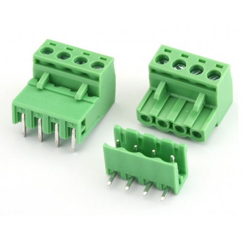 5Pcs Screw Terminal Block 4 Pin 5.08mm Pitch Male Female Plug-in L Type Right Angle Connector Screw Terminal PCB Audio Video Accessories. 