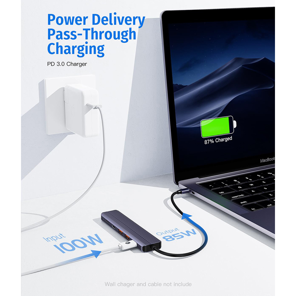 FORIDA USB Hub 6 in 1 USB 3.2 Hub Type C to USB C A 3.2 Ports 4K@60HZ HDMI 100W PD Micro SD 3.0 Card Reader for MacBook Pro. 