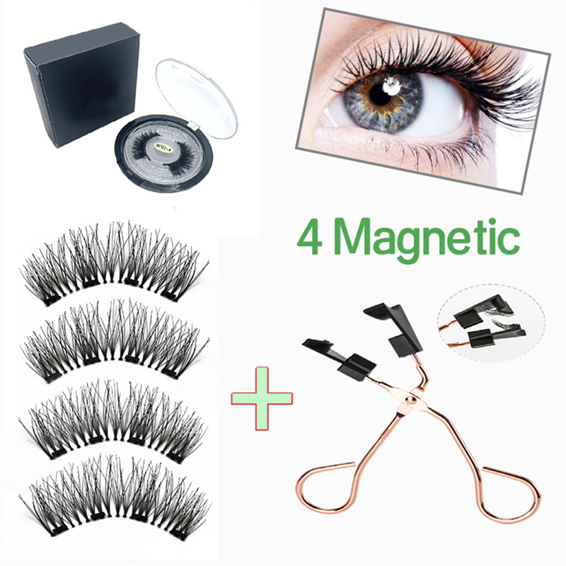 Magnetic Eyelashes with 2 Pairs Artificial Fiber Magnets Magnetic with Eyelash Curler KS01-4. 