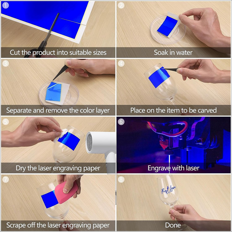 Laser Engraving Marking Color Paper,2PCS Blue Marking Paper,15.3X10.4Inch Laser Engraving Paper for Fiber Laser Marking Easy to Use. 