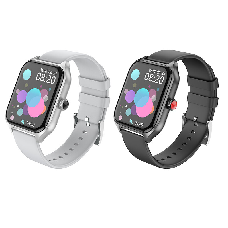 BOROFONE BD5 1.85inch HD Screen bluetooth Call Heart Rate Sleep Monitoring Multi-sport Modes Music Playback IP67 Waterproof Smart Watch-Black
