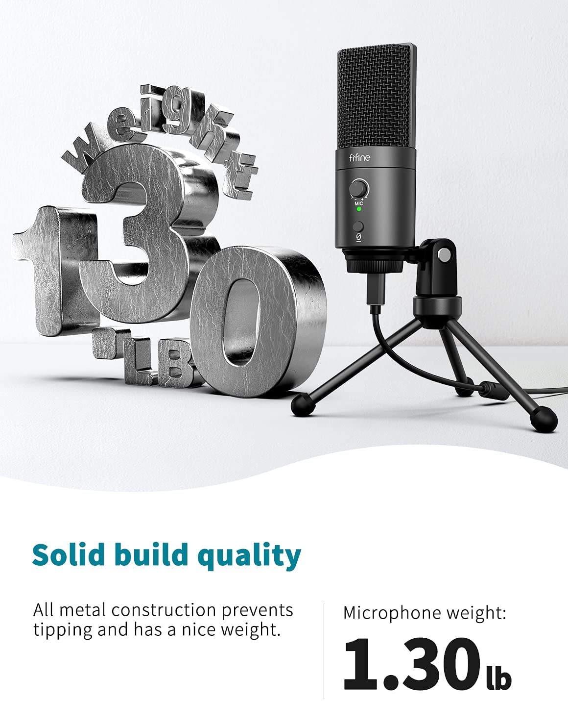 FIFINE K683A USB Desktop PC Microphone with Pop Filter for Computer and Laptop, Studio Condenser Mic with Gain Control Mute Button Headphone Jack for Gaming Streaming Recording YouTube, Extra USB-C Plug -K683A. 