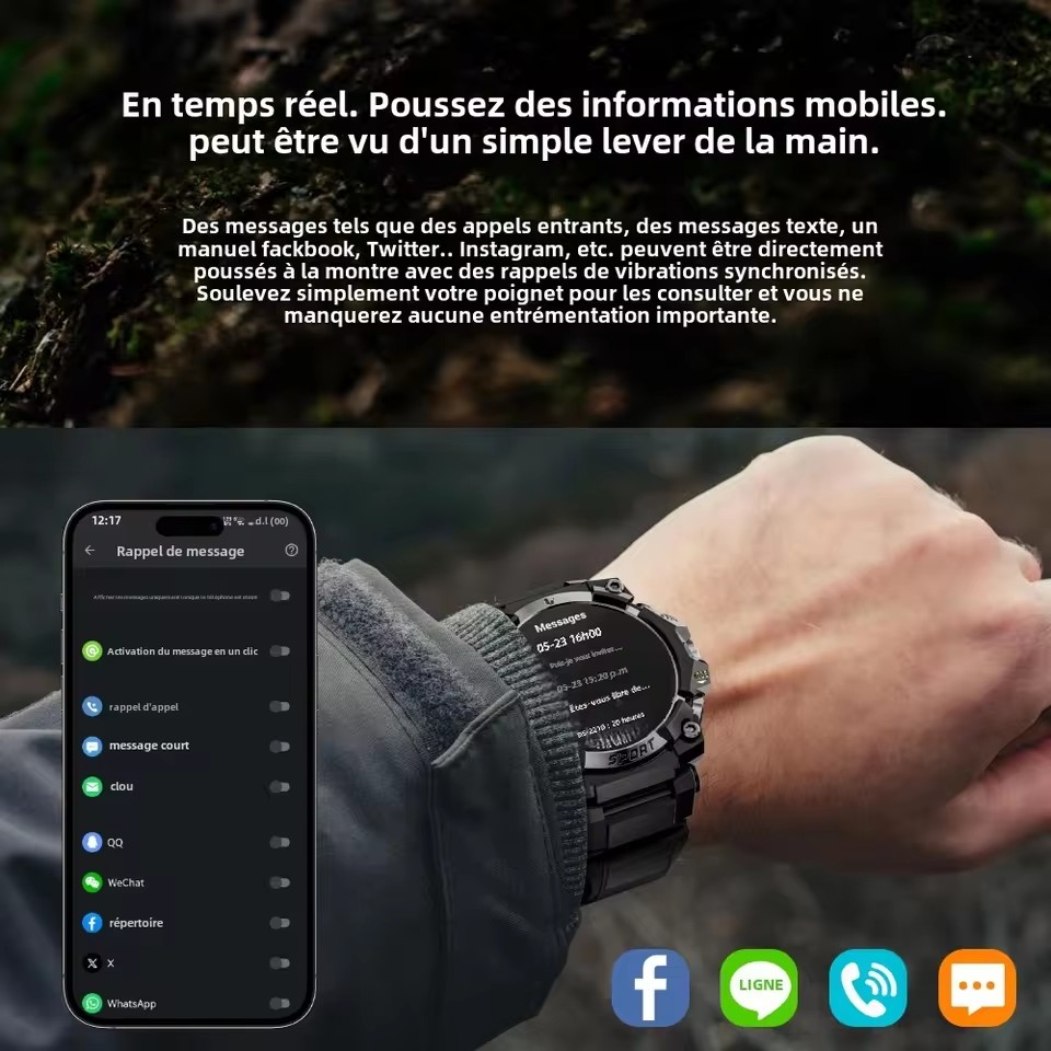 LOKMAT New ATTACK 3 PRO Smart Watch Bluetooth Call Fitness Tracker Flashlight Information Push Mobile Heart Rate Monitor. 