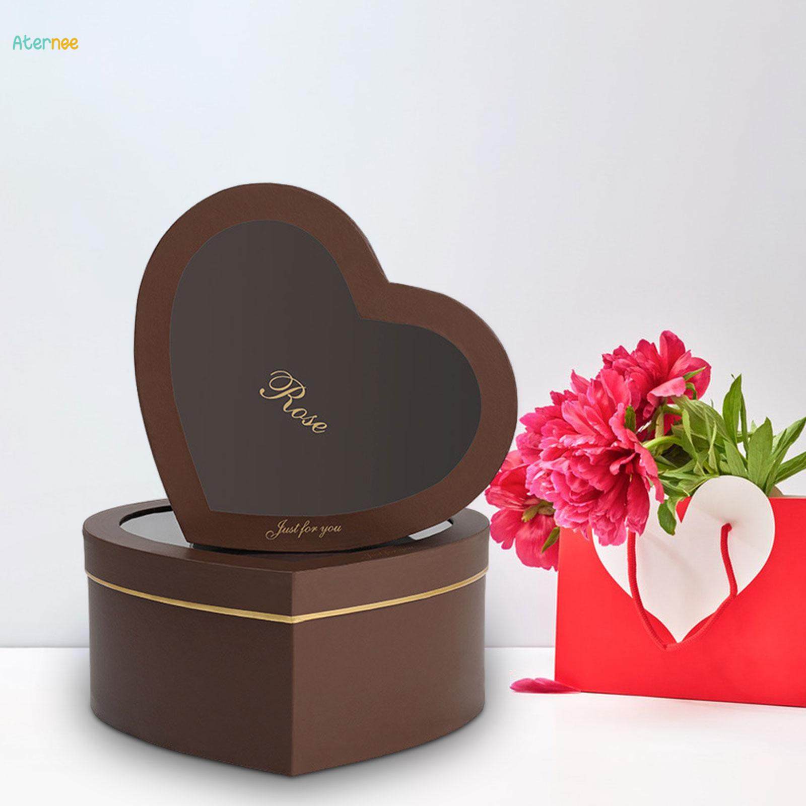 2Pcs Empty Heart Shaped Gift Boxes with Clear Lids Cardboard Boxes for Proposal Valentines Day. 