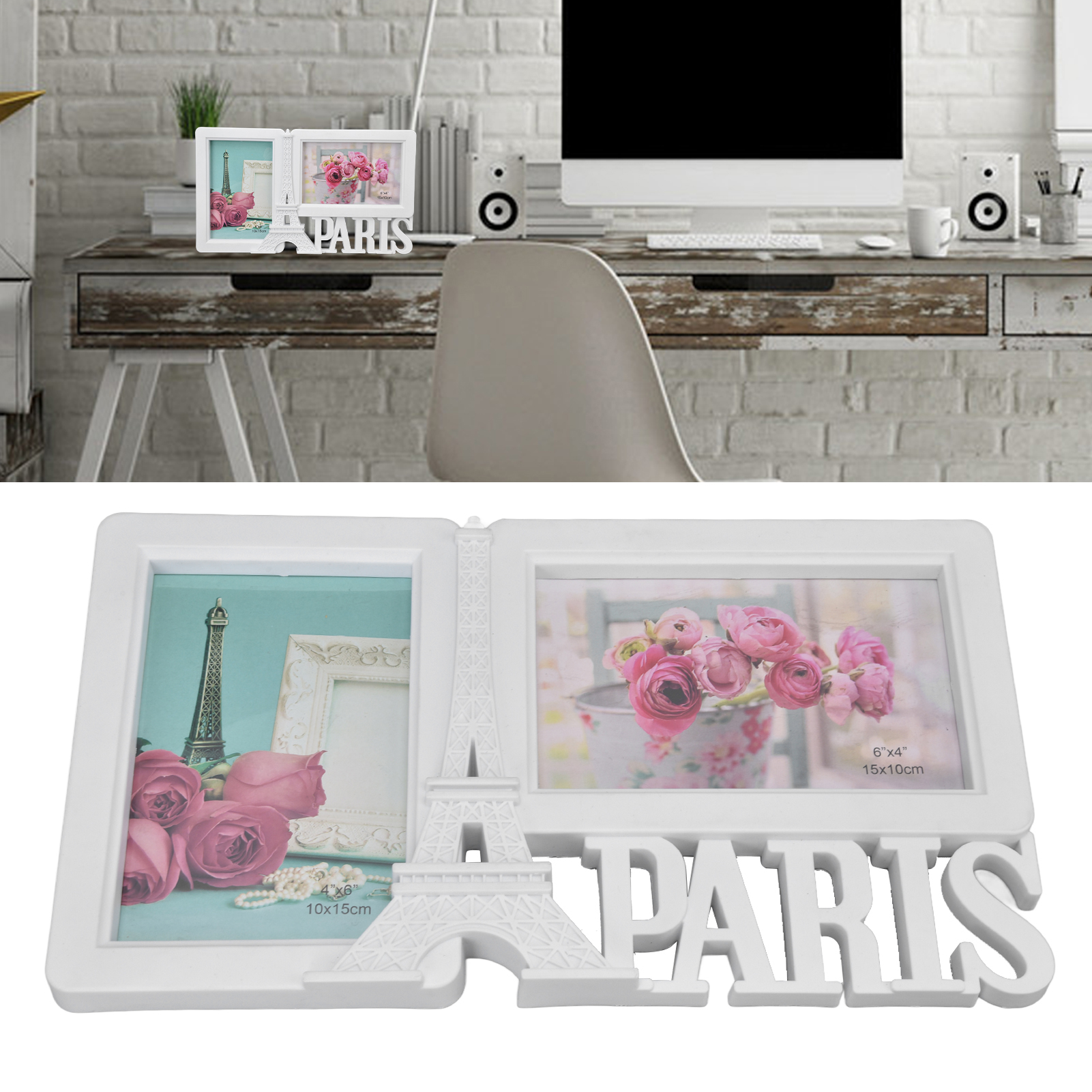 2PCS Rectangle Photo Frame Home Decorative Photo Frame 2 Hole Wedding Picture US. 