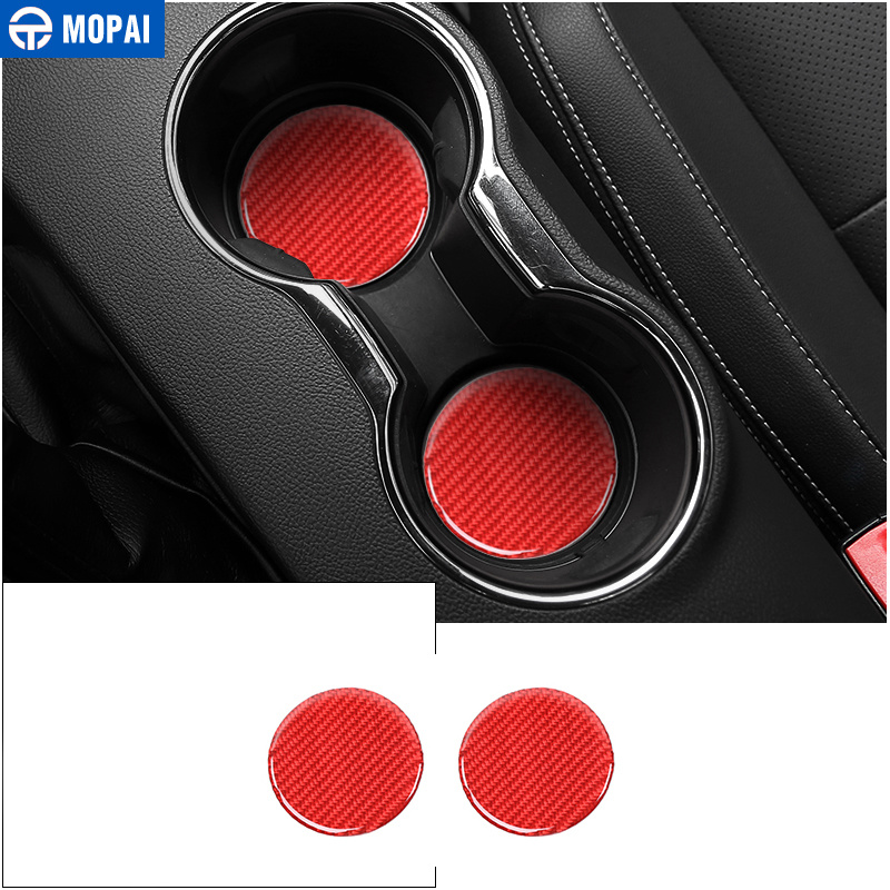 Red Carbon Fiber Car Interior Decoration Cover Stickers Accessories for Ford Mustang 2015 2016 2017 2018 2019 2020 2021 2022. 