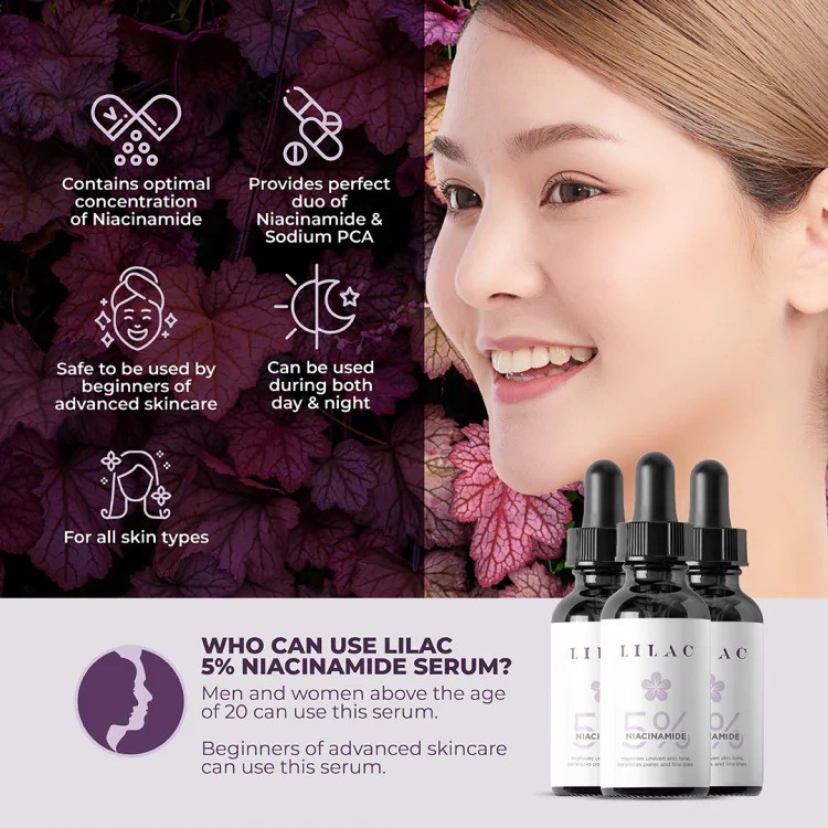 LILAC NIACINAMIDE SERUM 5% (30ml). 