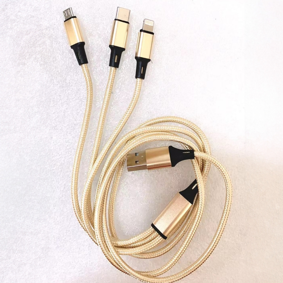 3-In-1 Charging Data Cable - Micro Usb- Type C- Apple Lightning Port- Convenient Charging Solution. 
