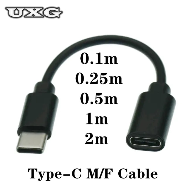 0.1m 0.25m 0.5m 2m Usb C Type-c Extension Cord Type-c Male to Female Fast charging Date Short Cable Extensor Charger Connector. 
