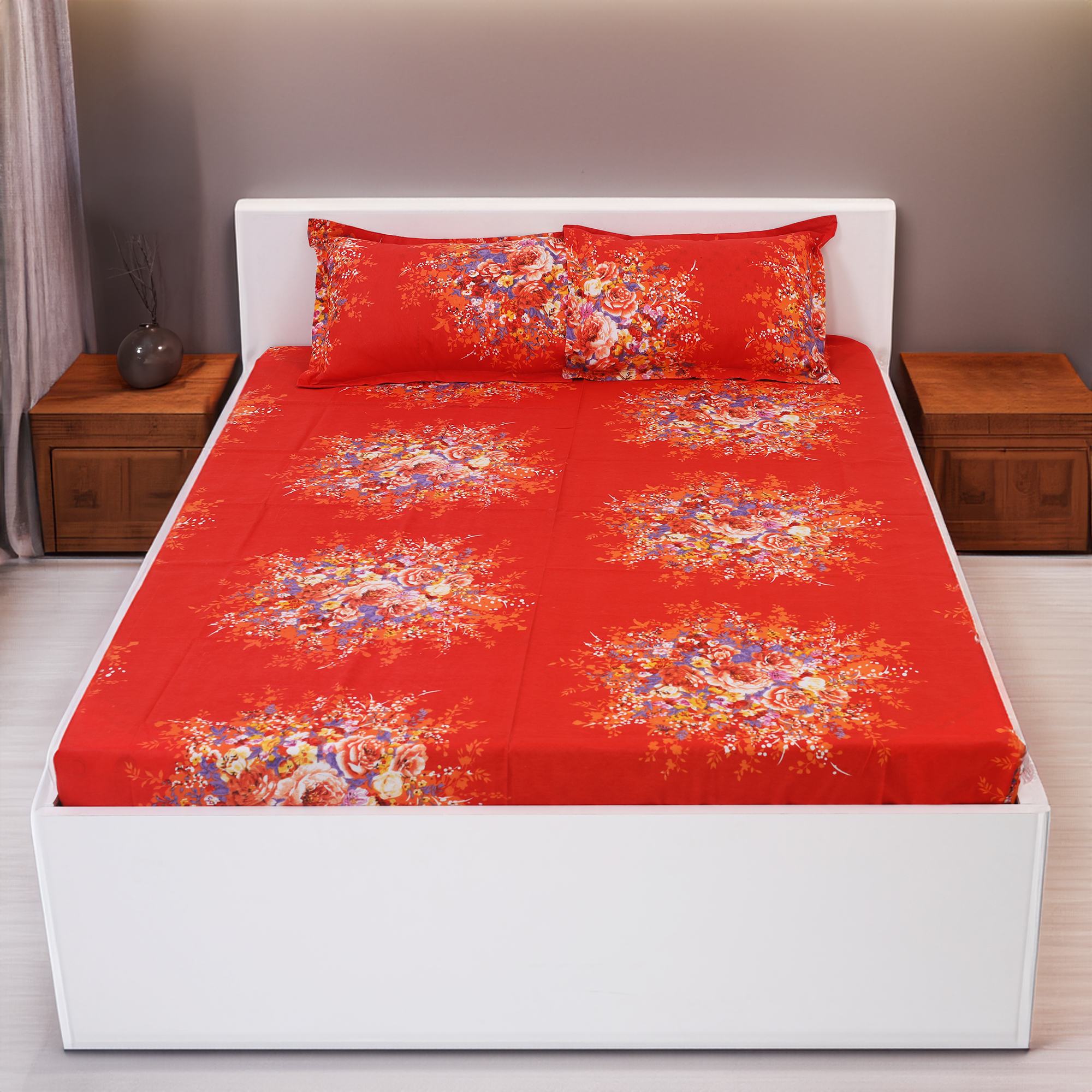 Digital Home Tex 8.5/7.5 Feet Double Size Bedsheet with Two Pillow Covers - Elegant Design - Cozy Bedding - Stylish and Attractive Choice