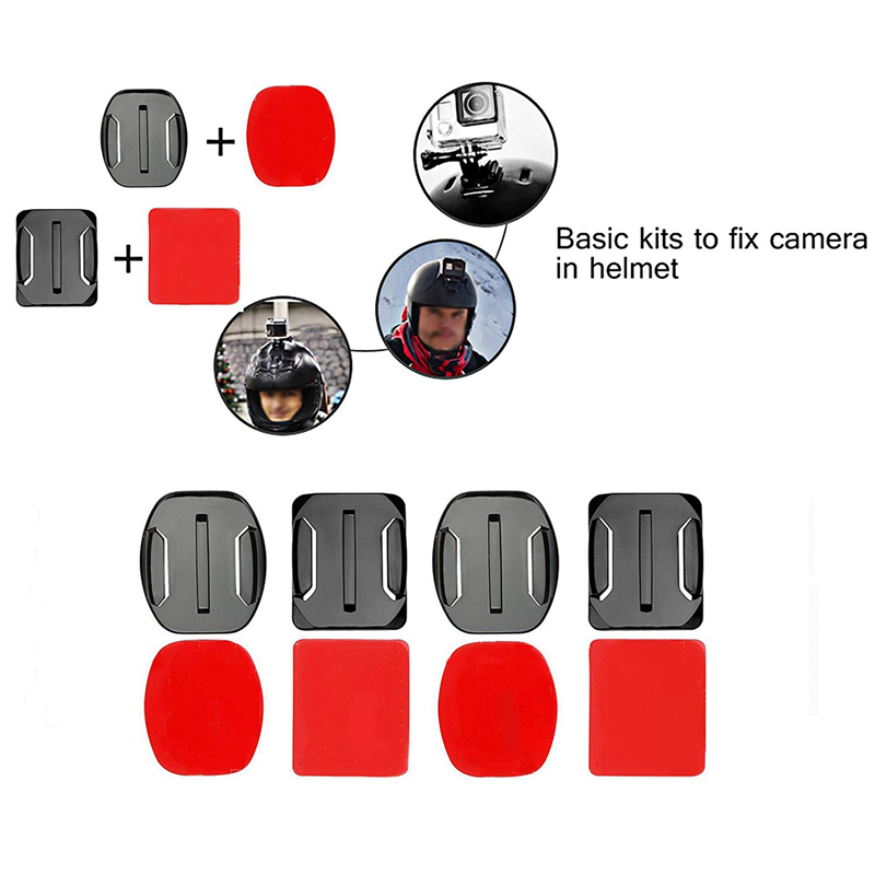BRADOO Helmet Accessories Set 48X Surface Mounts + 48X Adhesive Stickers Sticker Pads for GoPro Hero 7/6/5/4/3+/3 Hero Session. 