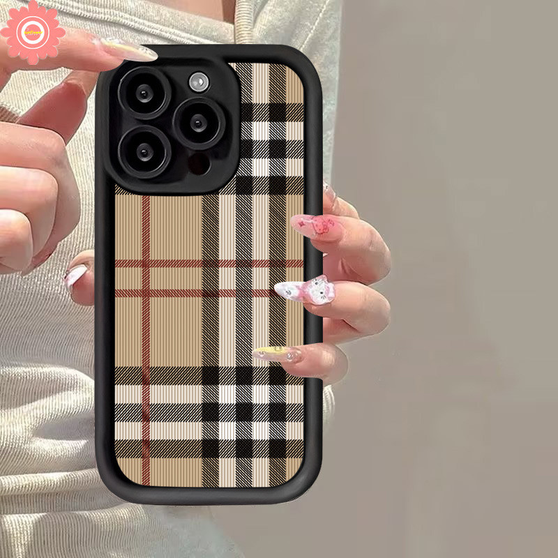 Retro Simple Luxury Grid Pattern Case for Redmi 13 10C 13C A1 12C 9C NFC 12 9 10A 9T 9A A2 Note 11 9 12 10 8 11s 10s Pro Max Poco M3 X5 Mi 12 11 Lite Lanyard Angel Eyes Soft Cover. 