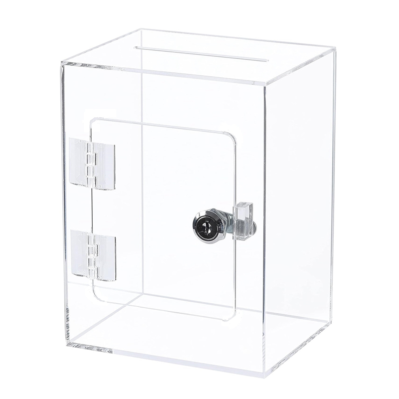 Acrylic Donation Ballot Box- Tip Jar for Money with Lock Key Suggestion Box Comment Box