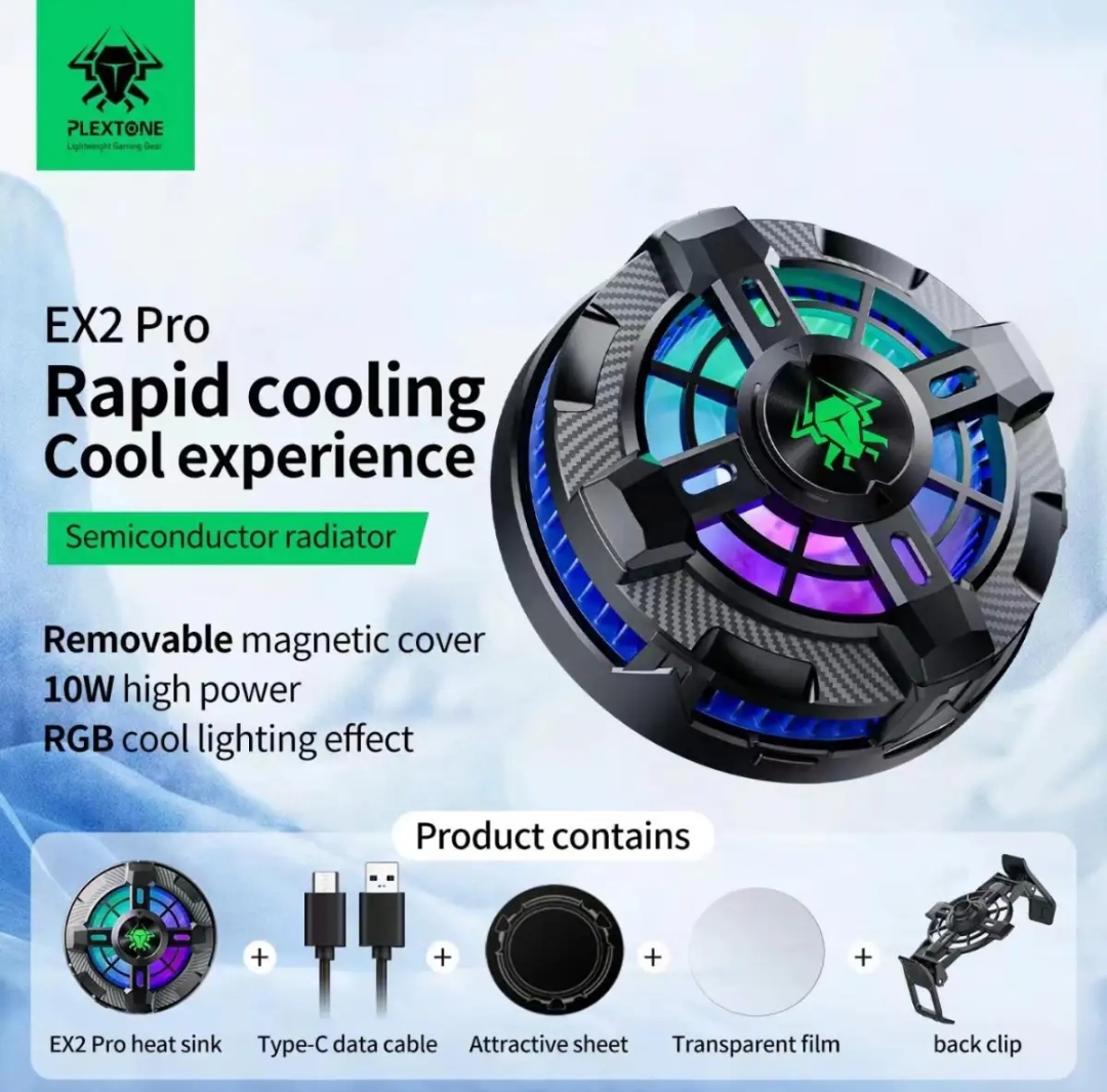 Plextone EX2 & EX2 PRO Mobile Phone Cooler RGB Gaming Cooler Radiator. 
