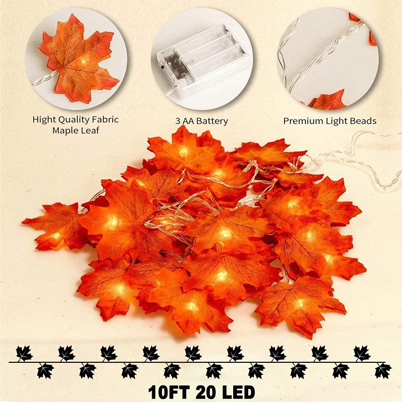Maple Leaf String Lights Battery Lighting Decorations Compatible With
