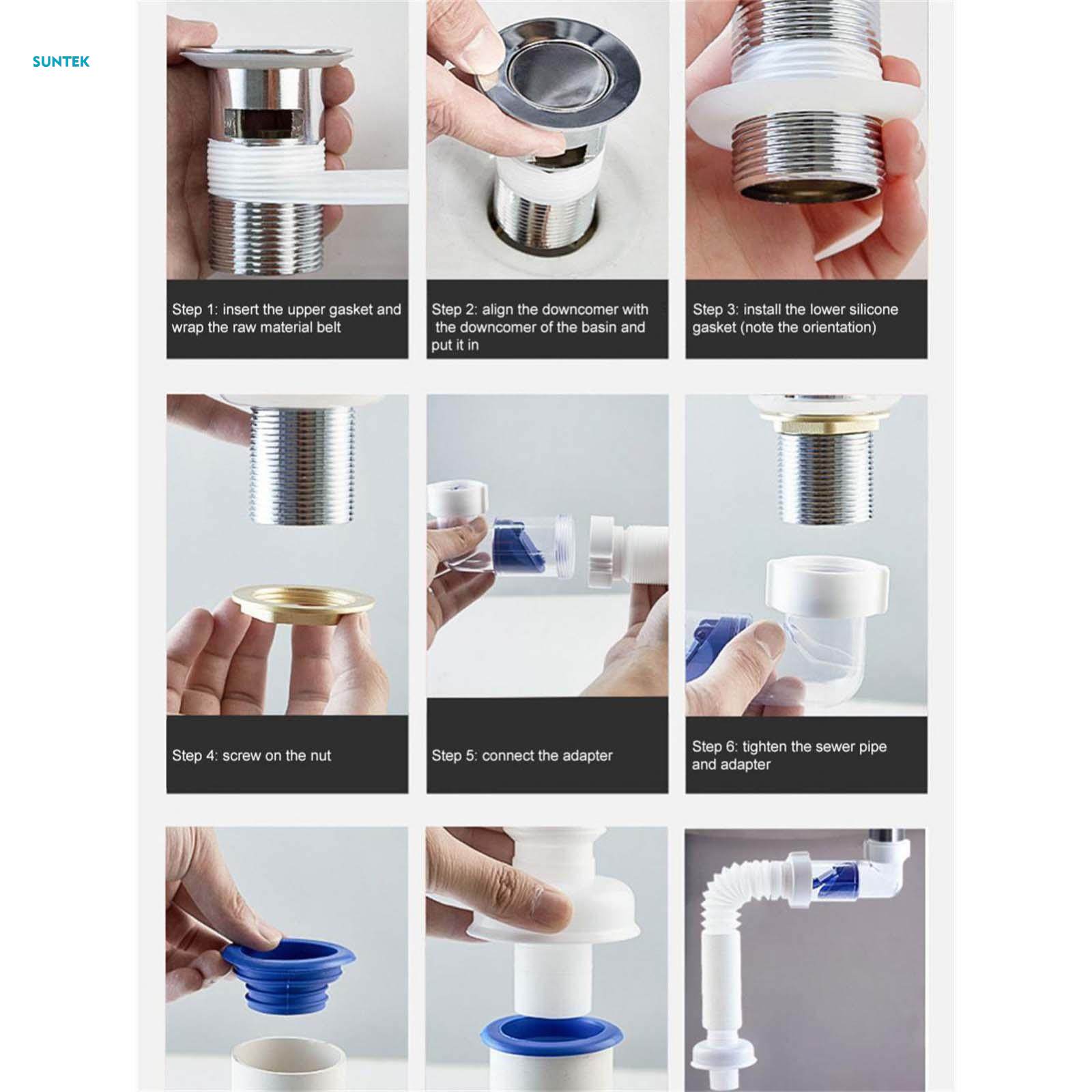 Wash Basin Sink Drain Pipe Easy to Install Flexible Expandable Multifunction Drainage Tube Corrugated Curved Pipe Restroom. 