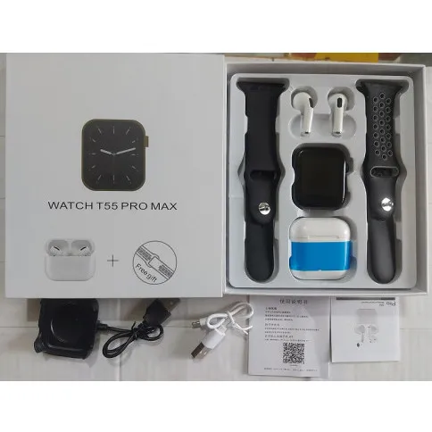 T55 PRO MAX Smart Watch With bluetooth Headphone And Dual Strap Calling  Smartwatch. 