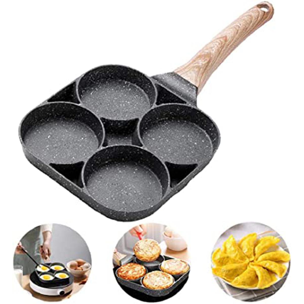 4 Hole Omelet Pan for Burger Eggs Ham PanCake Maker Frying Pans Non Stick No e Breakfast Grill Wok
