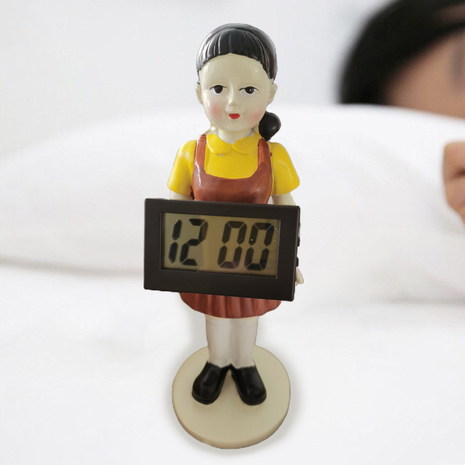 Squid Game Clock Vivid Pattern Clear Screen Lightweight Alarm Clock Wake You Up Red Light Doll for Home Use. 