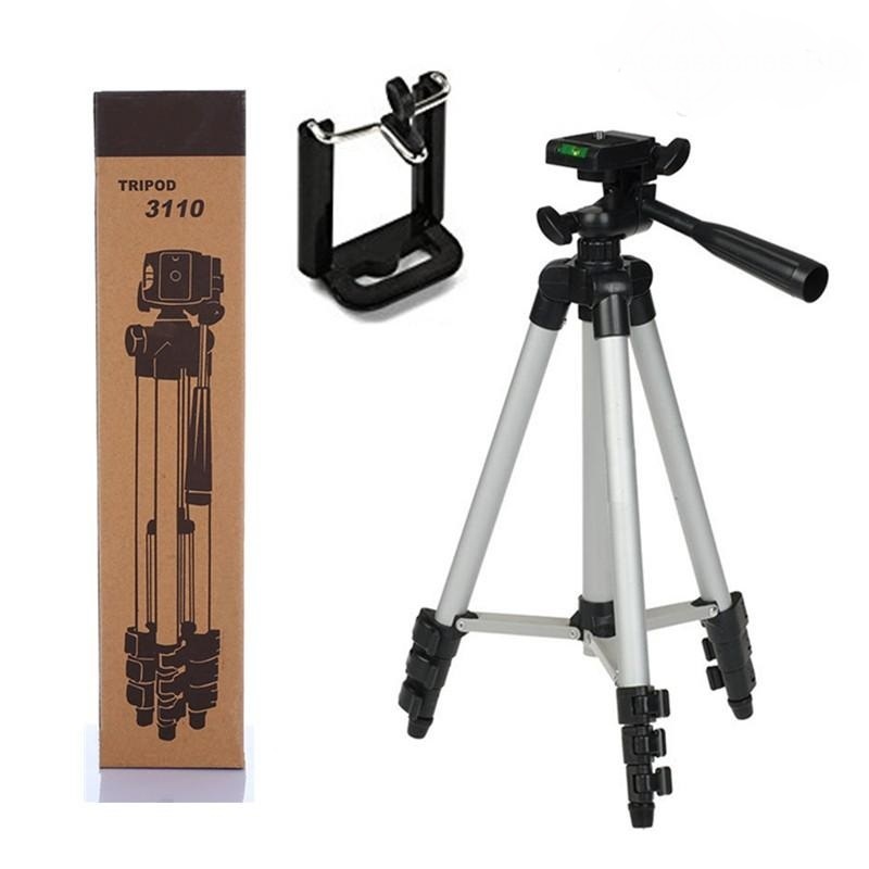 Tripod 3110 Portable Videos Stand, Camera Stand, and Mobile Stand - Silver and Black