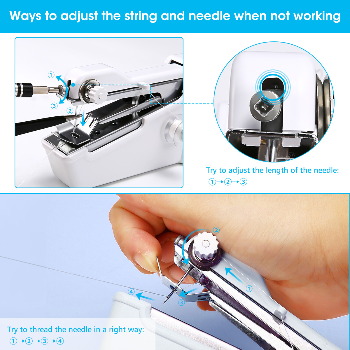 Mini Sewing Machines For Home Cordless Portable Handy Stitching Machine (Hand Machine For Stitching) - সেলাই মেশিন. 