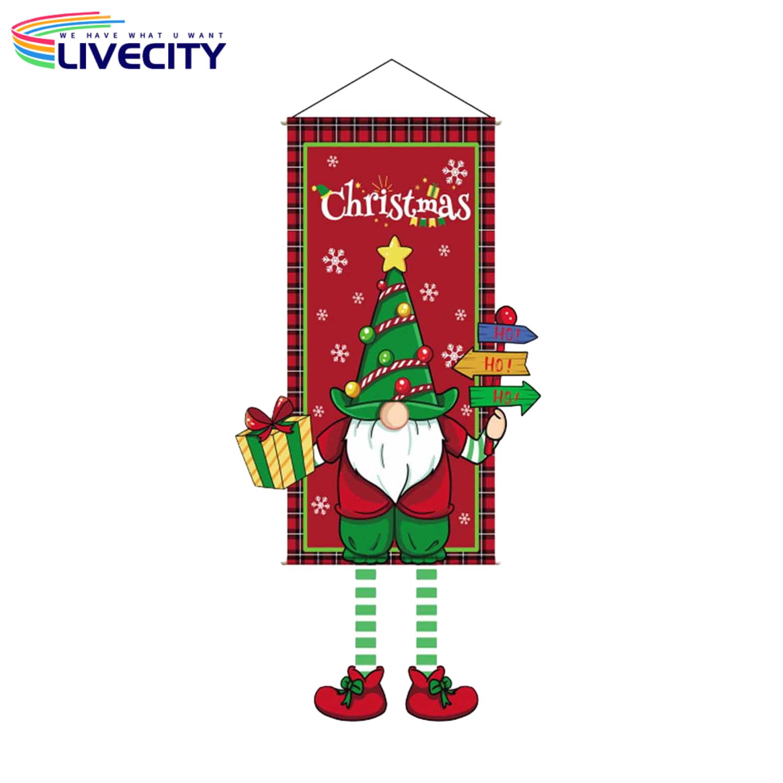 Holiday Decoration Flag Festive Christmas Hanging Flag Set Easy to Install Eye-catching Home Decorations less Than Eye-catching Holiday Decor