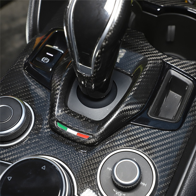 Dry Carbon Fiber Car Gear Shift Panel Frame Trim Cover Replacement Parts for Alfa Romeo Giulia Stelvio 2020 2021 Interior Accessories