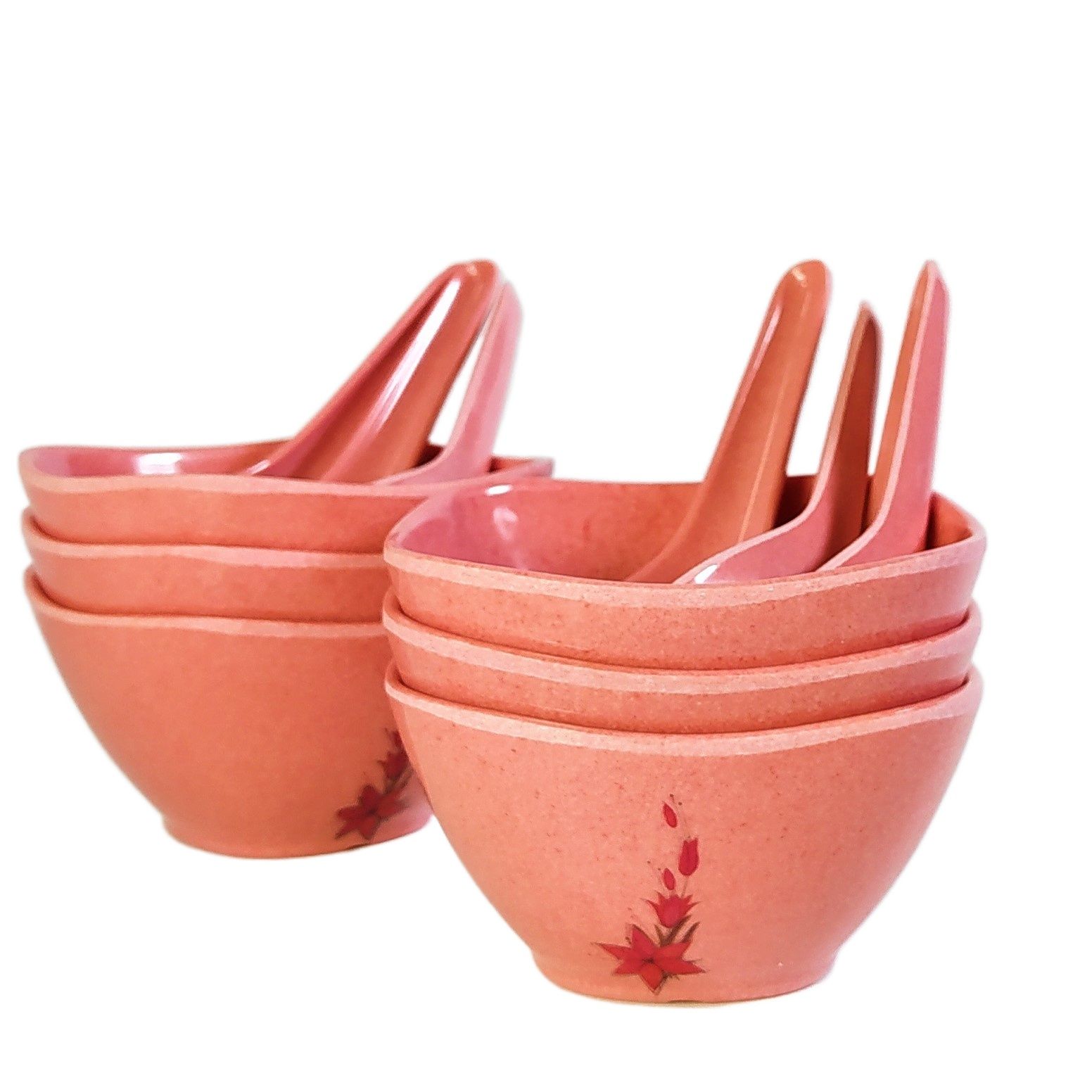 Big size Soup bowl 6 Pcs Set with spoon ( size 4 .5")