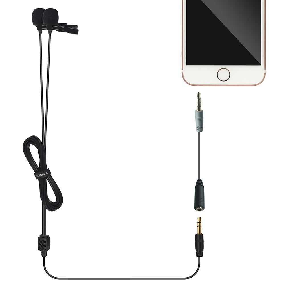CoMica CVM-D02 Microphone 2.5M Lavalier Omnidirectional Condenser Mic for DSLR Camera Smart Phone Gopro Studio Microphone. 