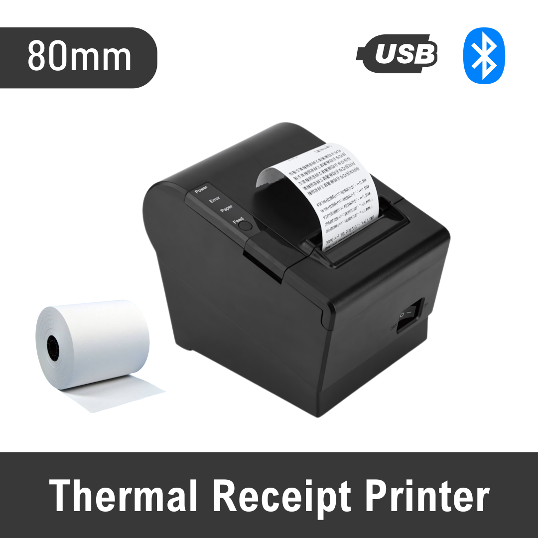 3-inch Receipt POS Printer with Auto Cutter | Desktop Direct Thermal Printer (80mm) | Bluetooth USB Connectivity | High-Speed Printing | Compatible with ESC/POS for Retail Stores, Grocery Stores, Clothing Shops, Supermarket, Cafe