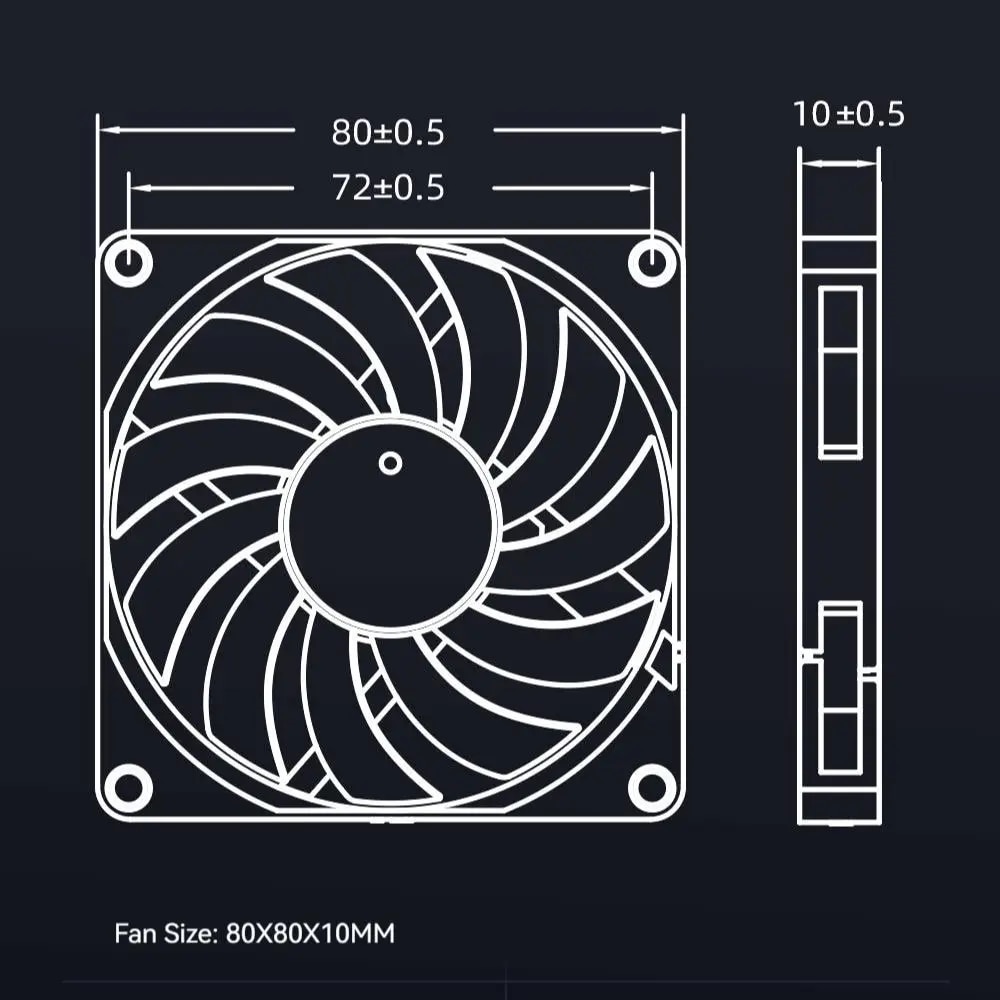 ID-COOLING NO-8010-PWM Small 4pin Case Fan 8cm Ultra-thin Fan 8010 Temperature Controlled Computer Case CPU Heat Sink PC Fan. 