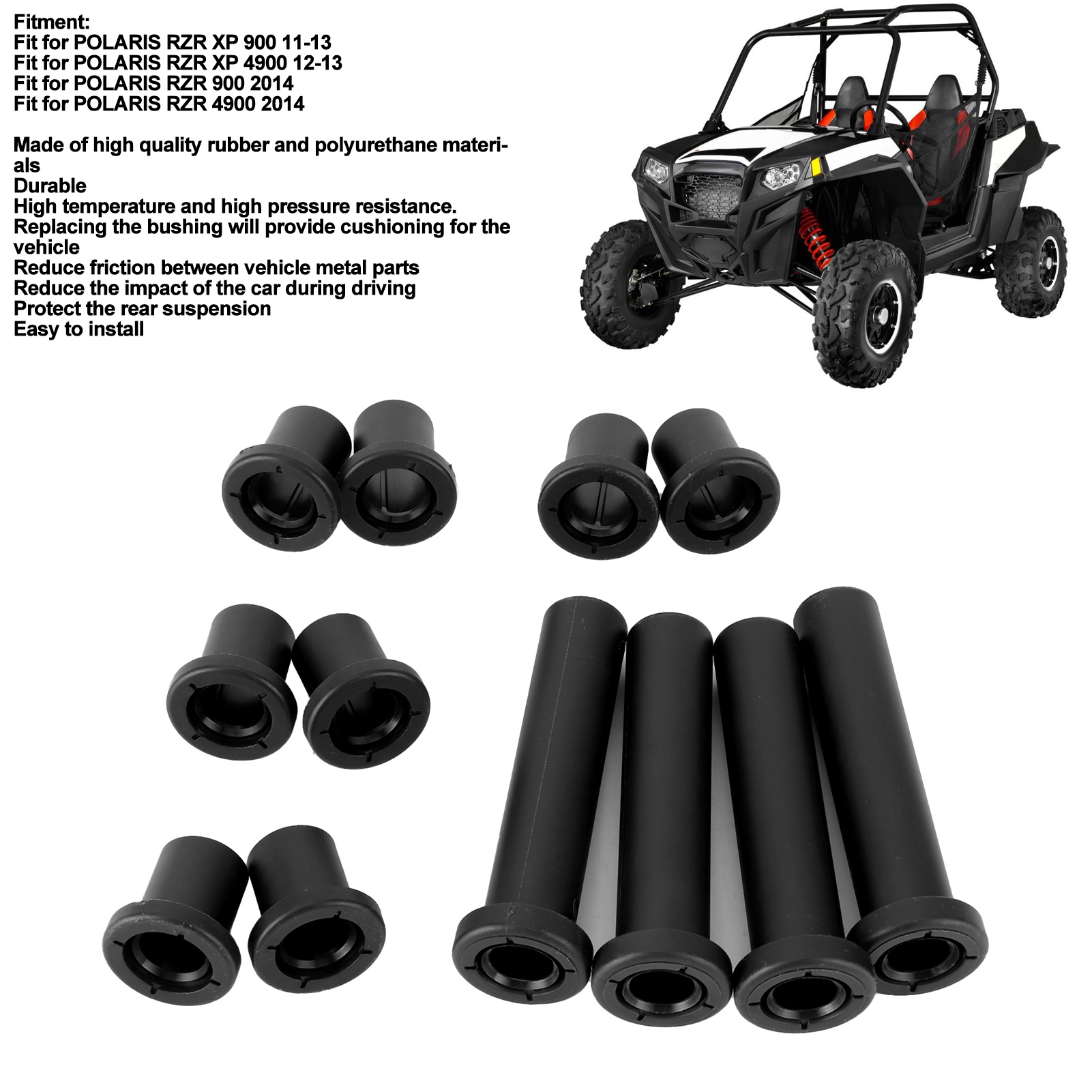 Front Control Arm AArm Bushings Kit Suspension Short and Long Fit for POLARIS RZR XP 900/4900. 