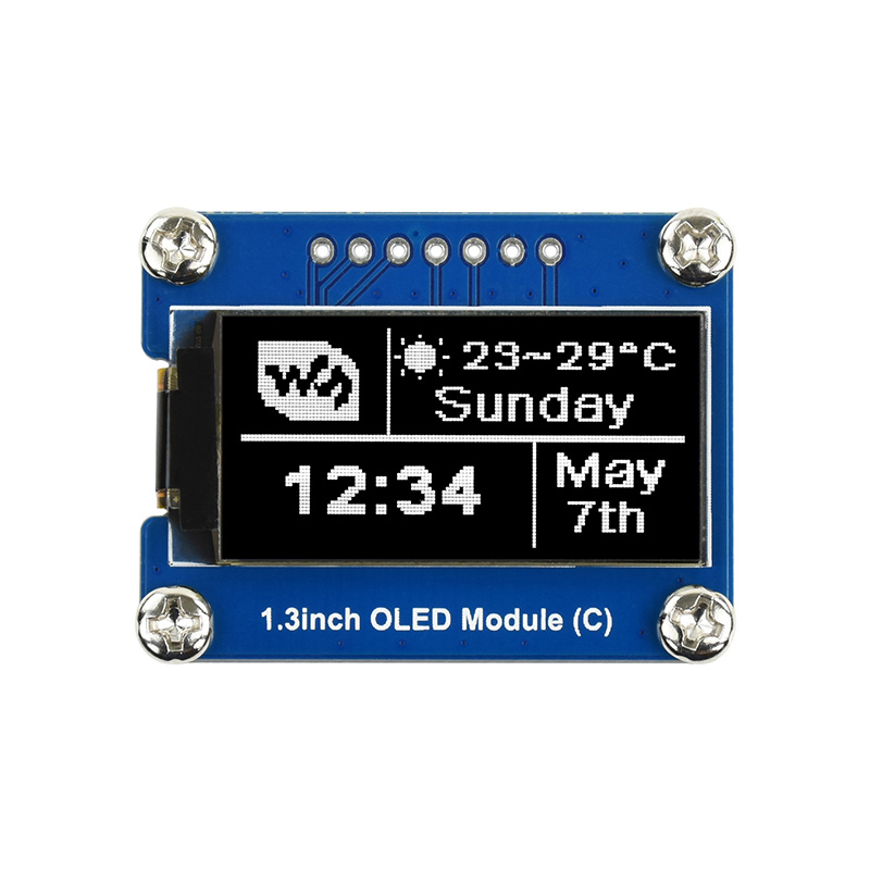 Raspberry Pi Display 1.3-inch OLED Expansion Board SPI Communication SH1107 Driver Black and White Display. 