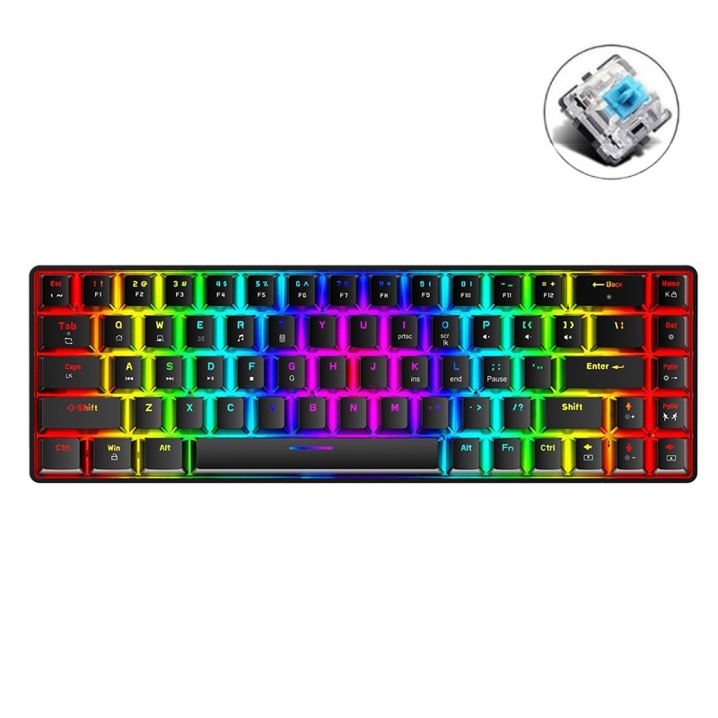ZIYOU LANG T8 68 Keys RGB Luminous Gaming Mechanical Keyboard, Cable Length:1.6m. 
