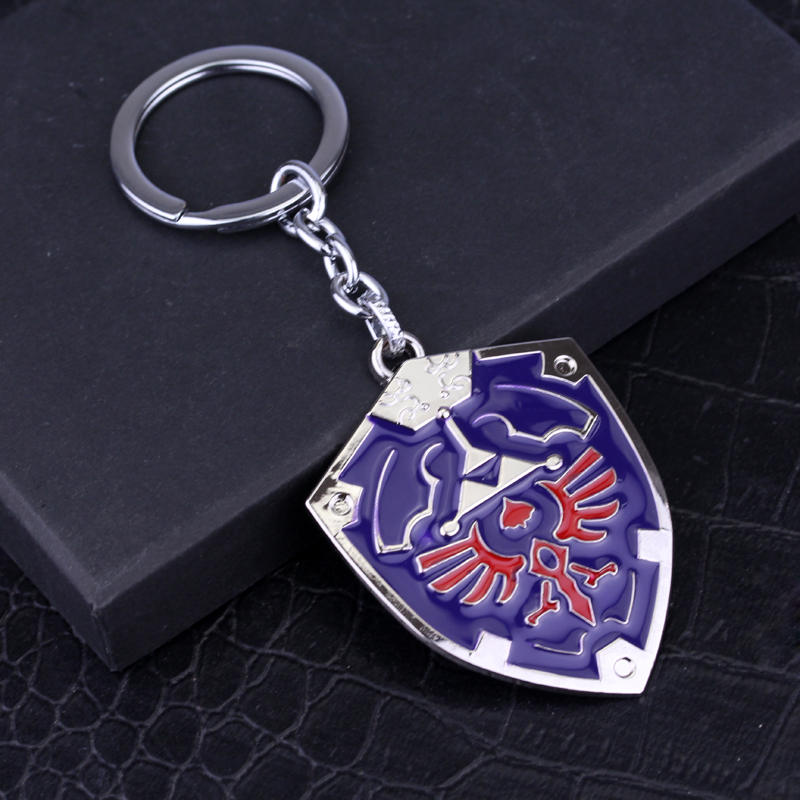 Zeldas Hylian Shield Keychain Breath of The Wild Sheikah Eye Majora's Mask Triforce Symbol Pendant Key Chain Men Jewelry. 