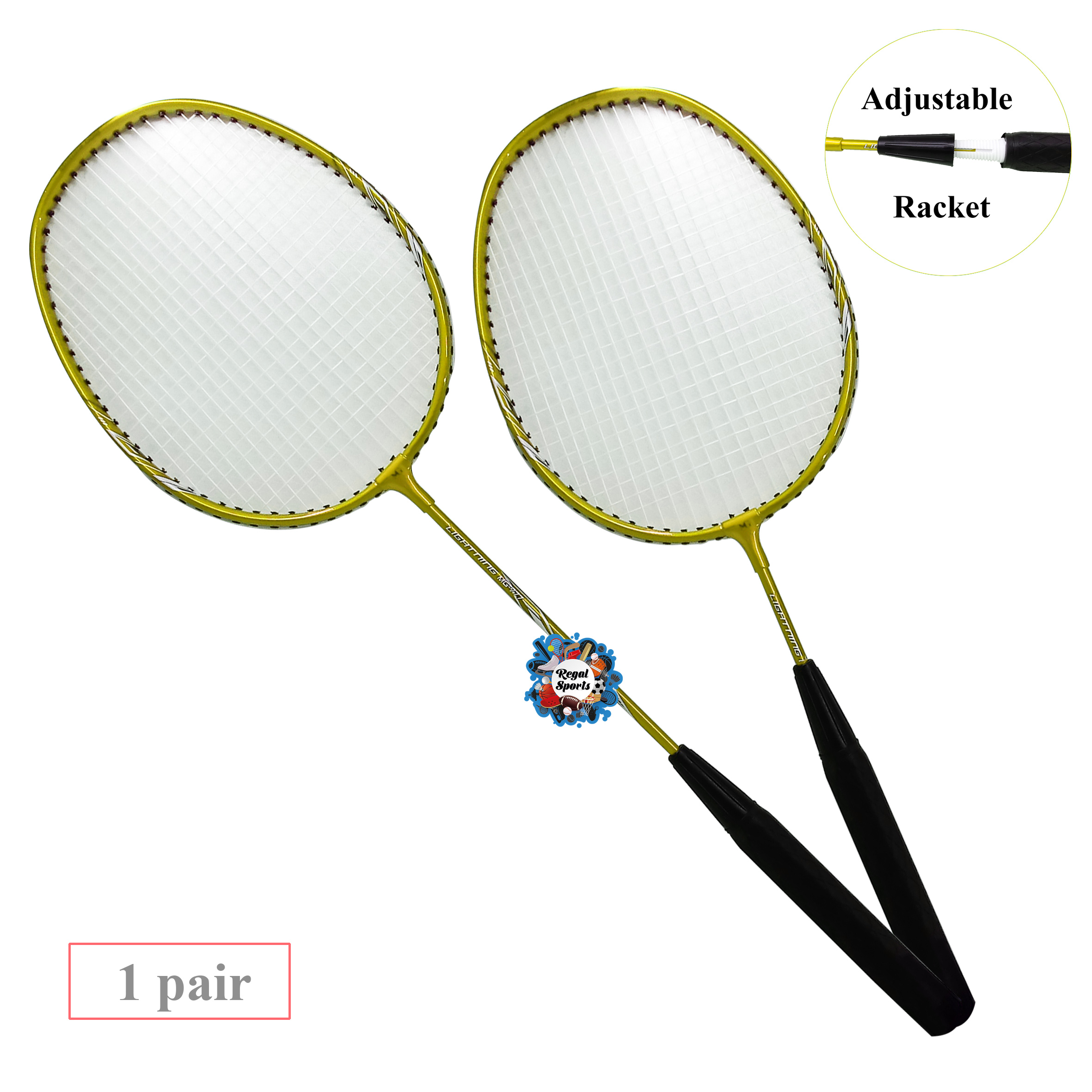 Badminton Racket - Lightning - Adjustable - 1 pair (B). 