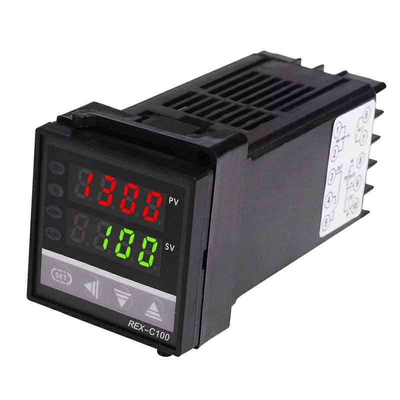 Dual Digital RKC PID Temperature Controller REX-C100 with Sensor Thermocouple K, Relay Output 48x48mm. 
