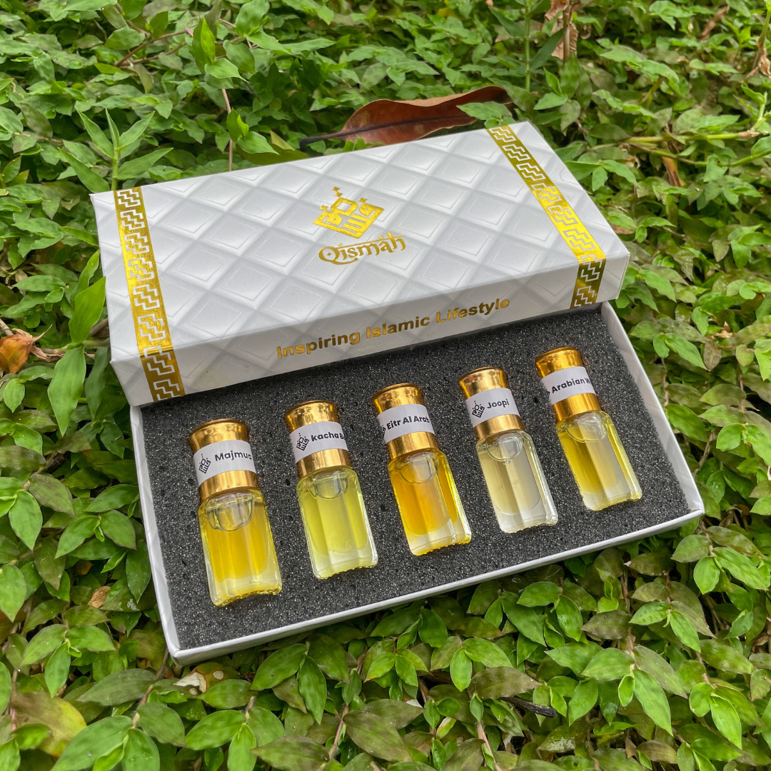 Arabian Traditional Fragrance Ator - Attar Combo Pack 5 in 1 for Men (Ator Perfume Box Set) - Halal Perfume Package - Made in Saudi Arabia. 
