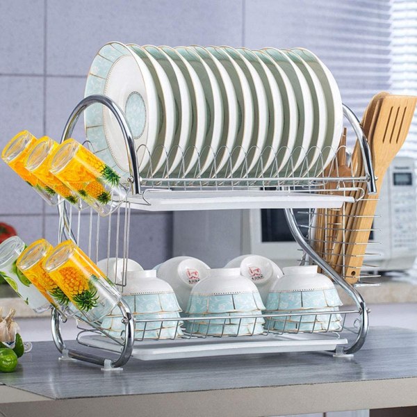 2 Layer Plate Storage Stand Rack Kitchen Rack