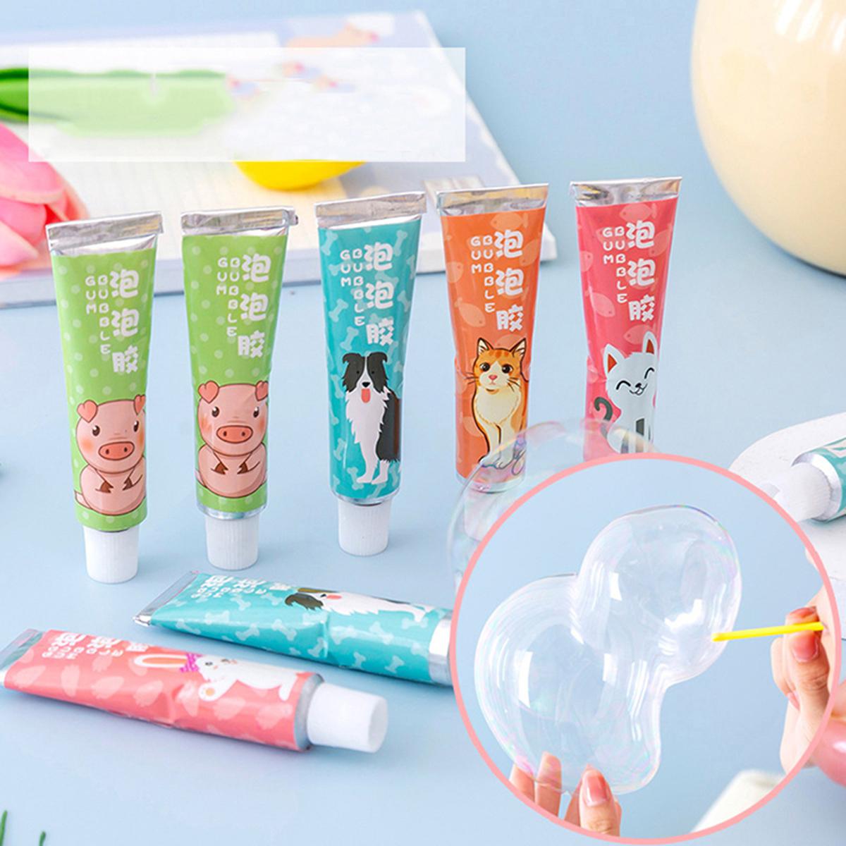3pcs Safe Magic Bubble Glue Toy Blowing Colorful Bubble Ball Plastic Balloon Toy