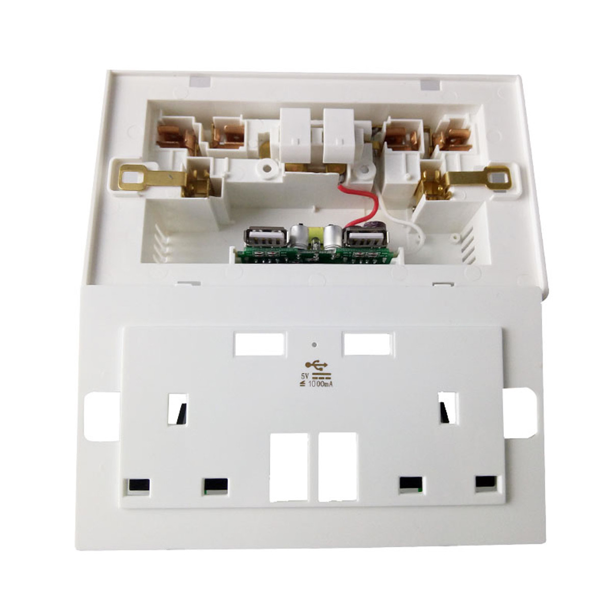 Universal Wall Socket USB Plug Double Power Outlet 16 Amp Charger 2-Gang Electric Port 5V 1A UK. 