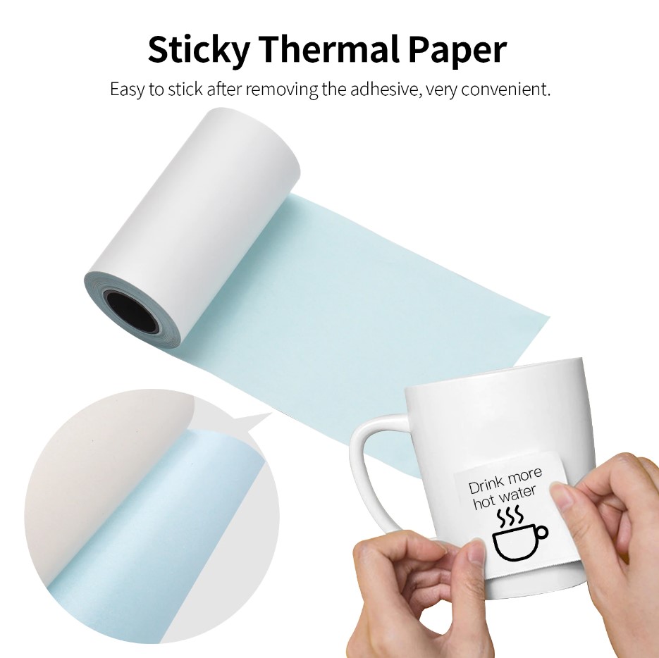 10pcs 57*30mm Sticker Thermal Paper Rolls for Label Printer Mini Thermal Printer Waterproof Oil-proof Sticky Paper Self-Adhesive Thermal Paper, White. 