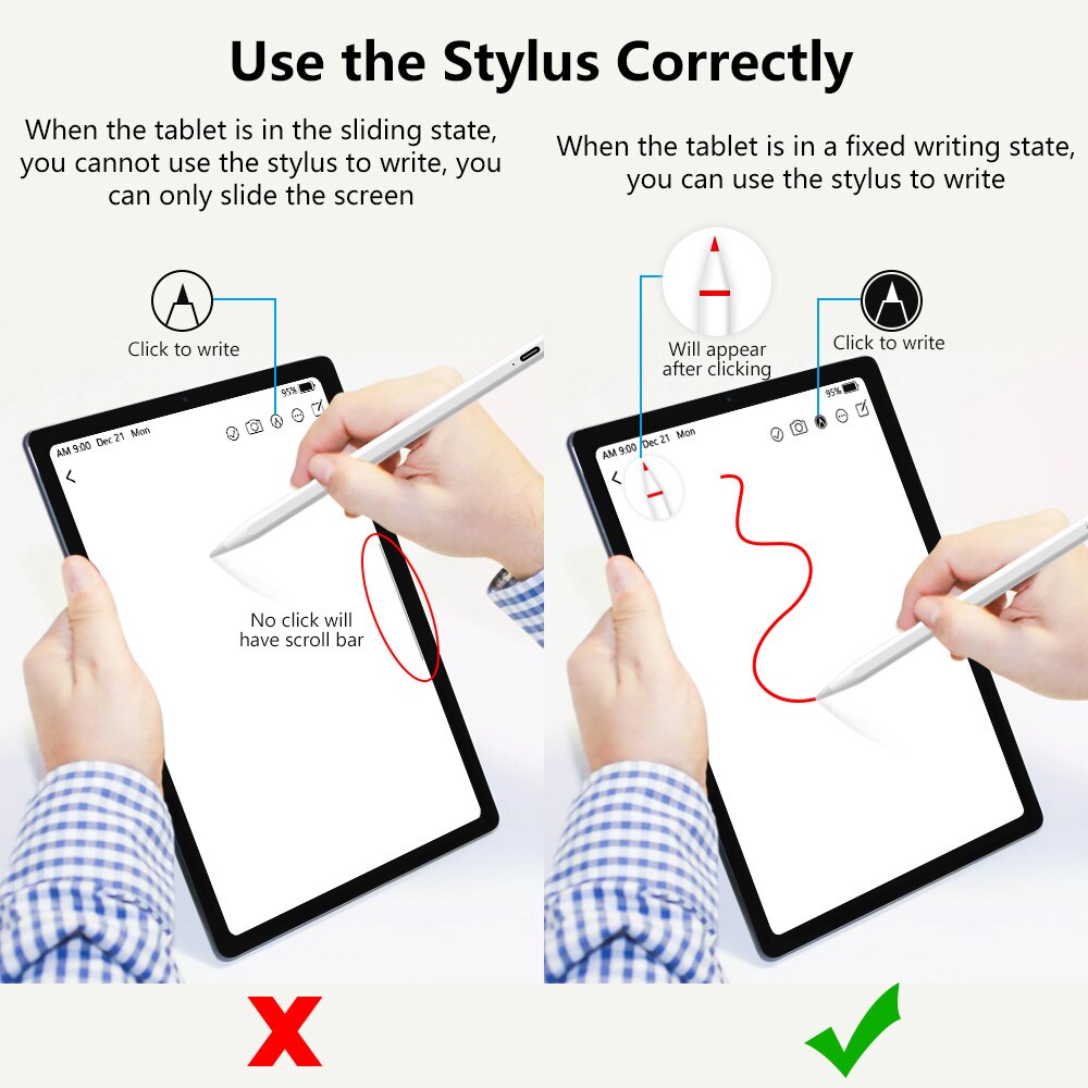 Stylus Pen For iPad With Palm Rejection,For iOS and Android Universal Capacitive Tablet Stylus Pens For Precise Writing/Drawing. 