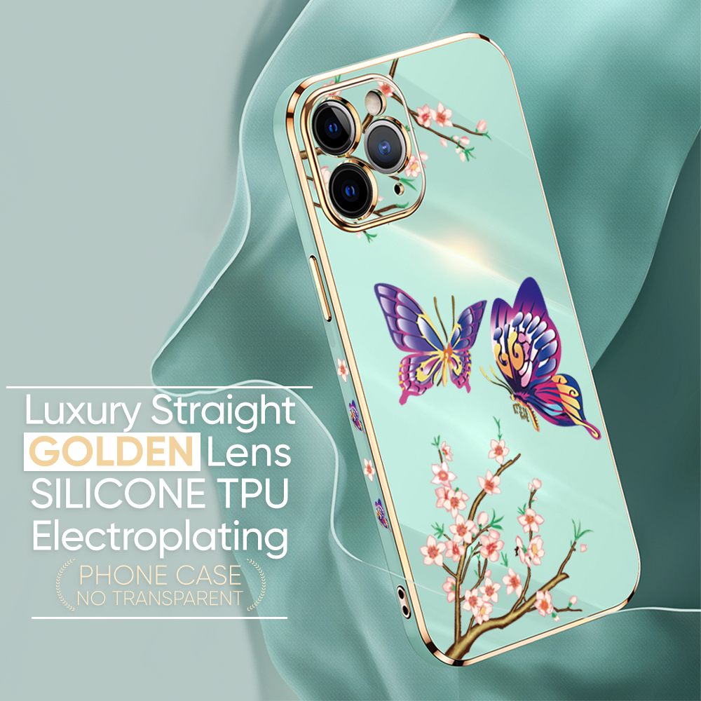 Ucuc for Xiaomi Redmi Note 10/Redmi Note 10 s free back cover lanyard butterfly flying luxury 6d plated soft side case silicone square mobile phone case. 